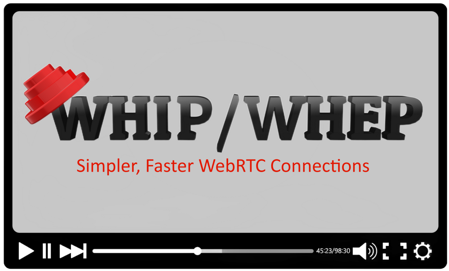 WHIP and WHEP grey image with red Devo hat.