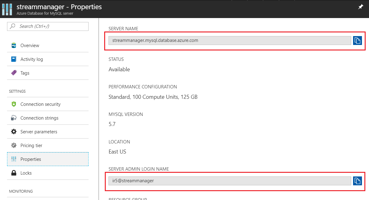Database Connection Properties