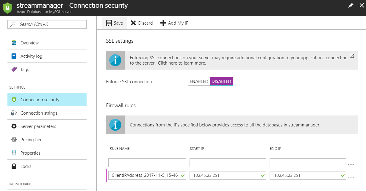 Database Connection Security