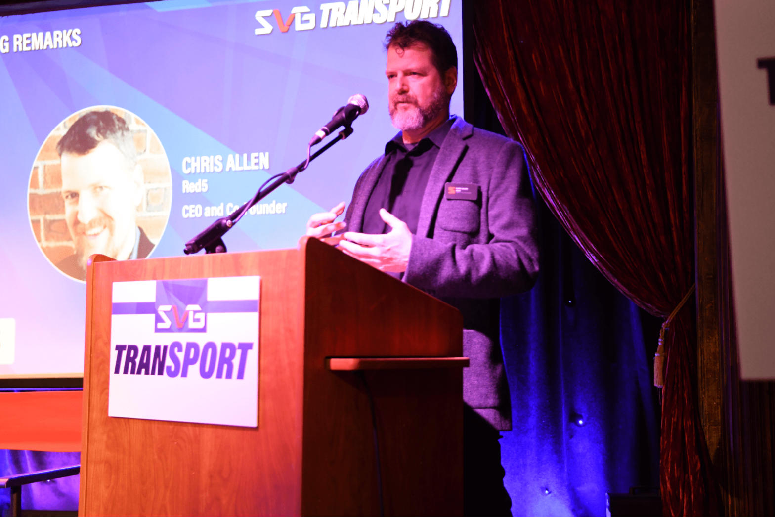 Chris Allen speaks at SVG TranSPORT 2024