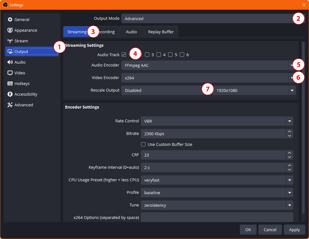 OBS Studio Output Settings